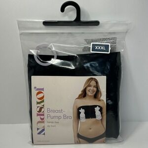 Joyspun Breast Pump Bra Hands-Free Zip Front Black Bandeau 3XL New Black